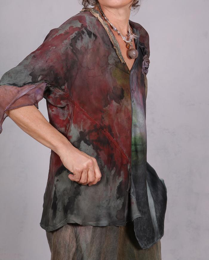 'earth, wind and silk' asymmetrical detailed silk blouse 