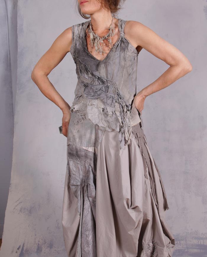 'a slate of mind' sculpted gray avant-garde top