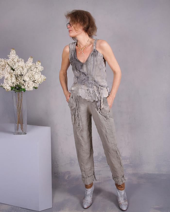 'a slate of mind' sculpted gray avant-garde top
