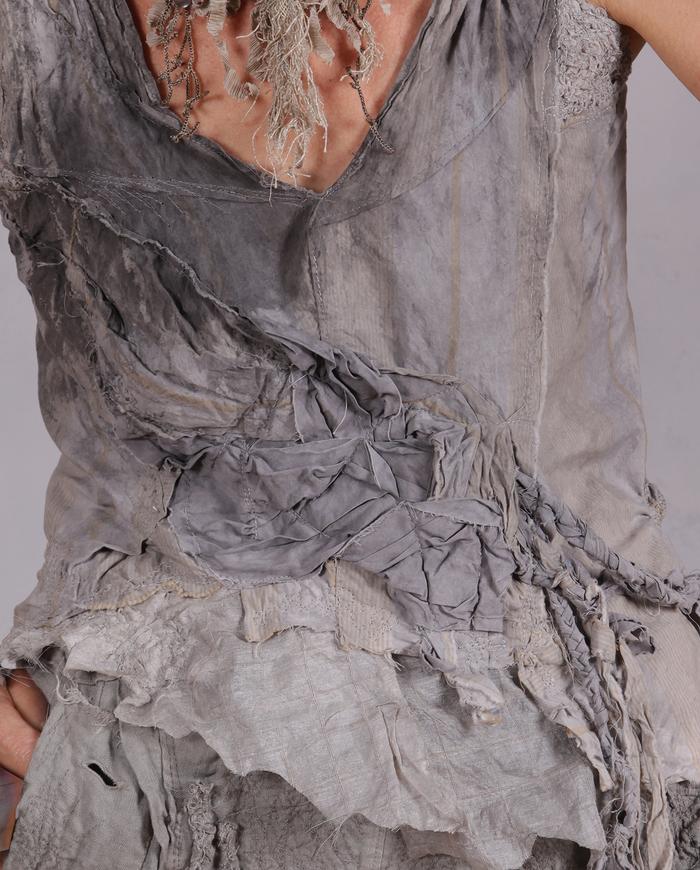 'a slate of mind' sculpted gray avant-garde top