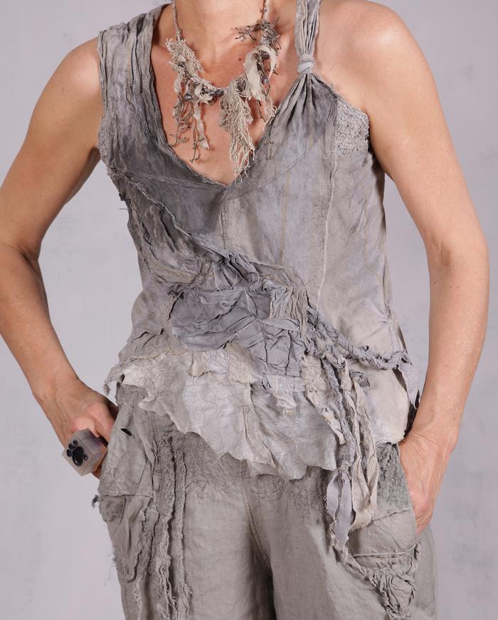 'a slate of mind' sculpted gray avant-garde top