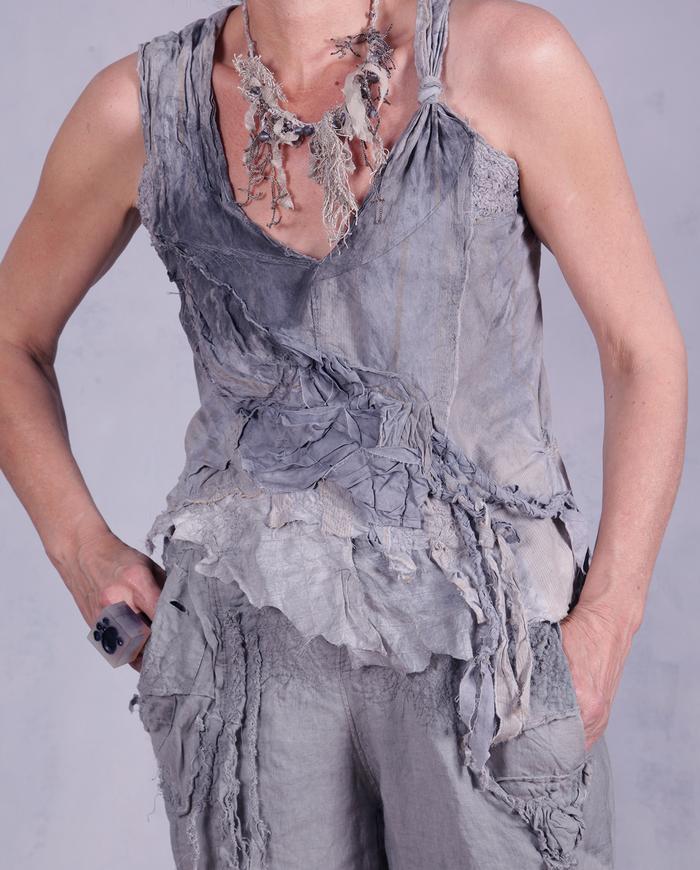 'focus on grays' sculpted gray avant-garde top