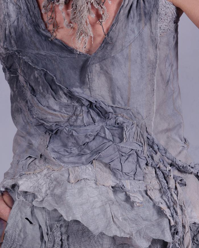 'focus on grays' sculpted gray avant-garde top