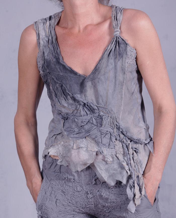 'focus on grays' sculpted gray avant-garde top