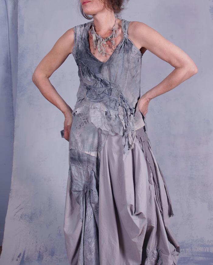 'focus on grays' sculpted gray avant-garde top
