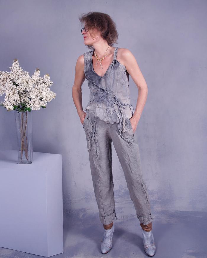 'focus on grays' sculpted gray avant-garde top
