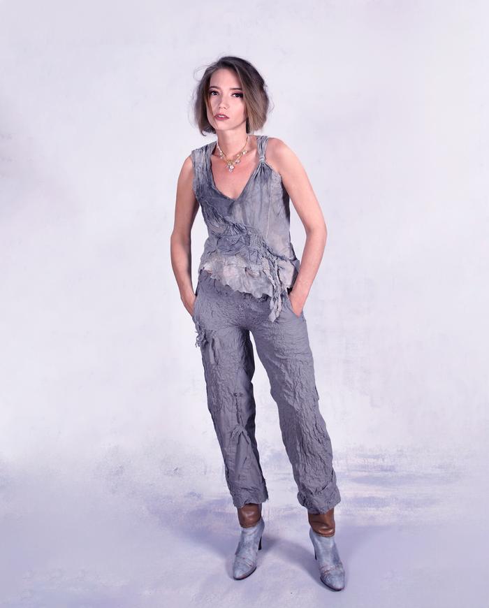 'focus on grays' sculpted gray avant-garde top
