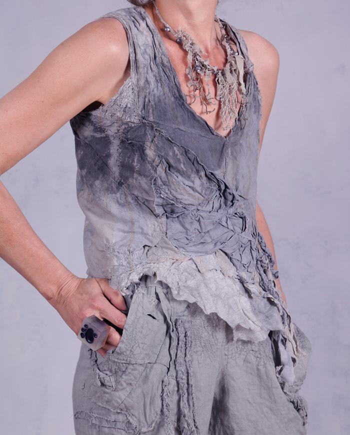 'focus on grays' sculpted gray avant-garde top