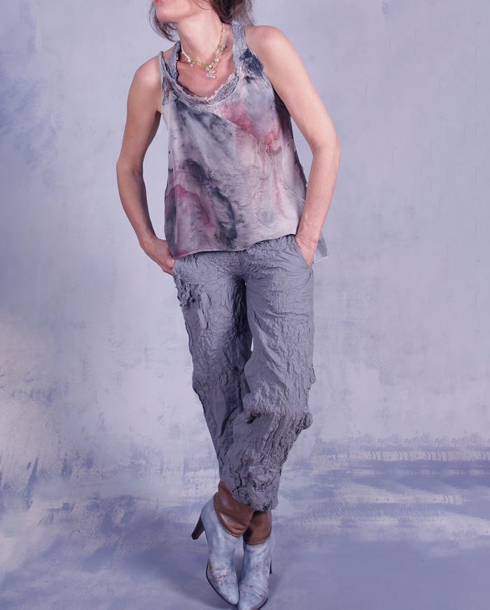 'stone sculpture in motion' highly detailed cropped low-rise pants