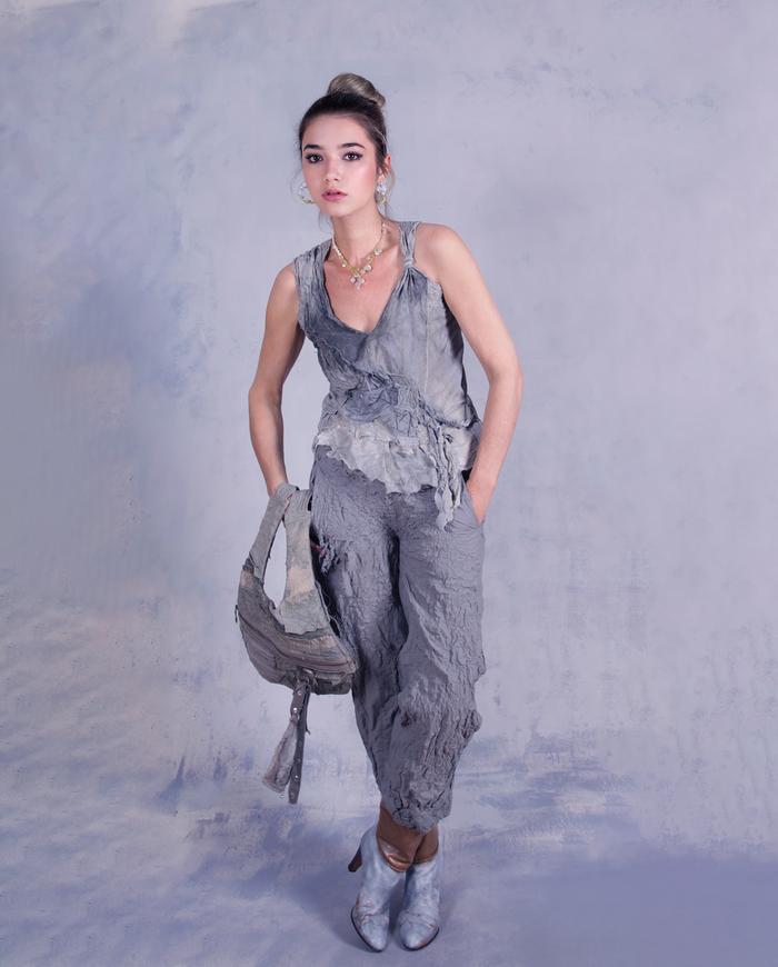 'stone sculpture in motion' highly detailed cropped low-rise pants