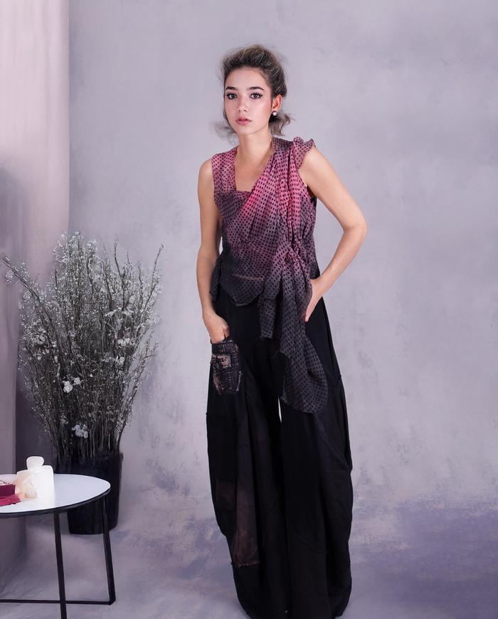 'knots about it' sculptural ombre silk blouse