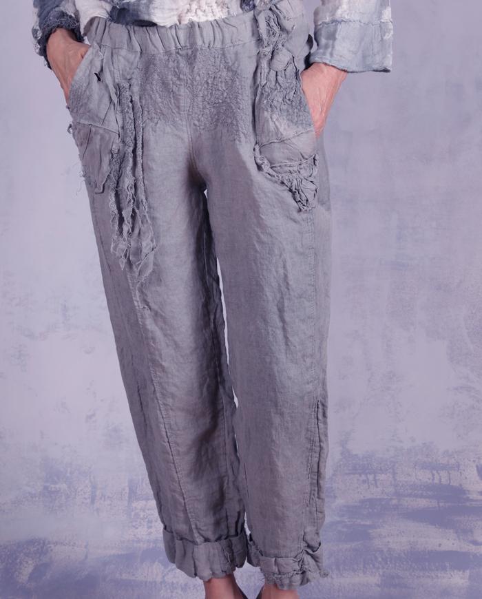 'it's all the sage' sculptural tapered flax linen pants 