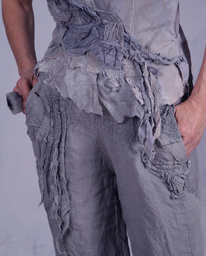'it's all the sage' sculptural tapered flax linen pants 