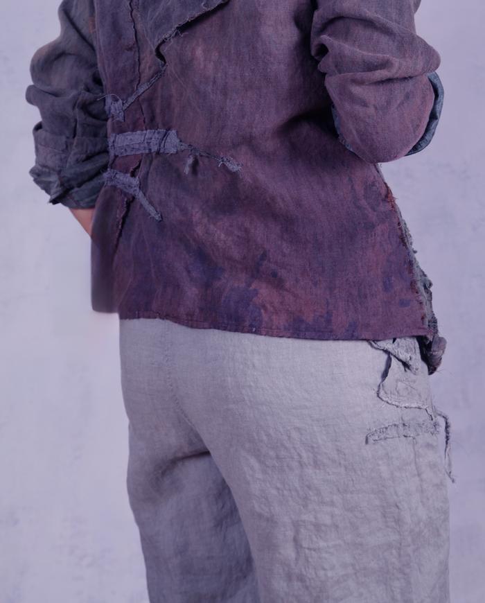 'it's all the sage' sculptural tapered flax linen pants 