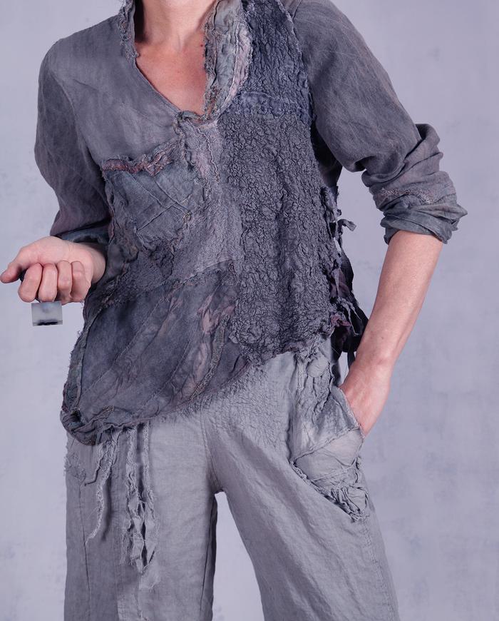 'it's all the sage' sculptural tapered flax linen pants 