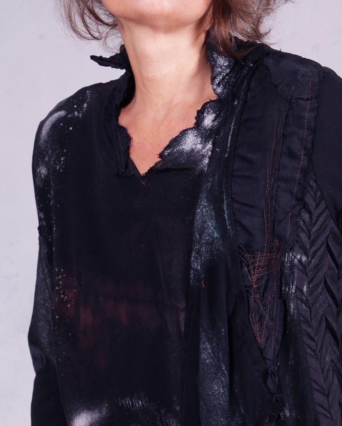 'stretching out the night' detailed art blouse
