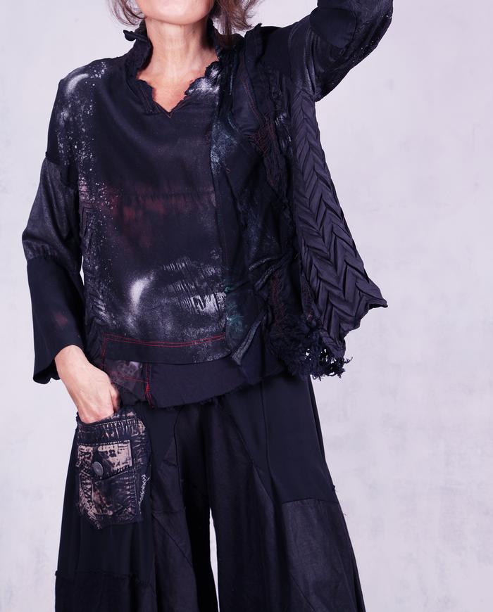 'stretching out the night' detailed art blouse