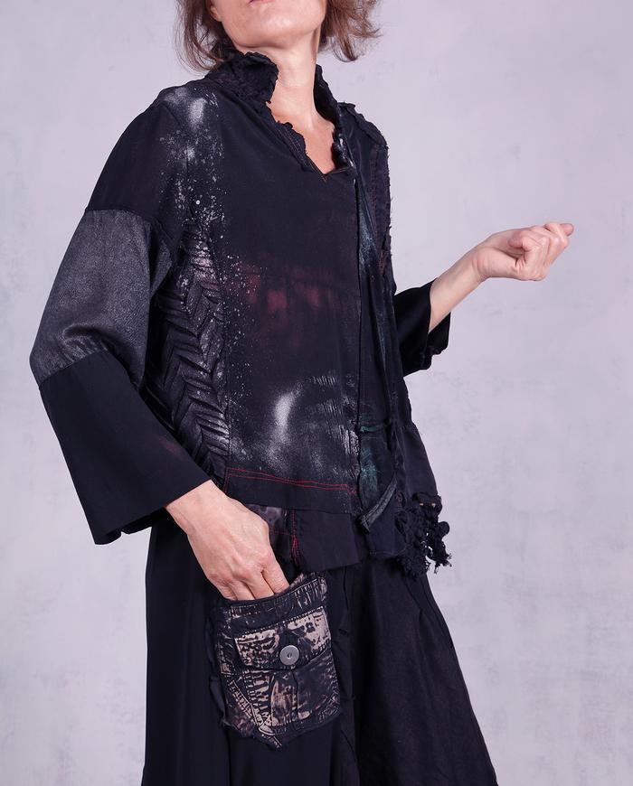 'stretching out the night' detailed art blouse