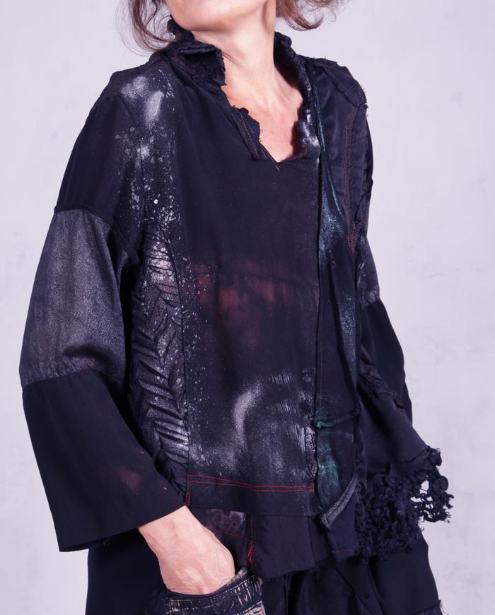 'stretching out the night' detailed art blouse
