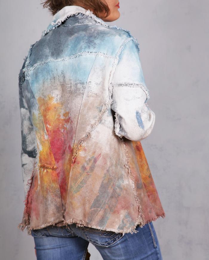 'like wearing a summer' denim-like canvas modern jacket