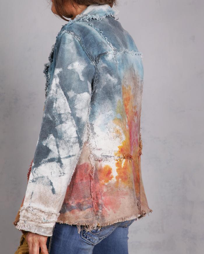 'like wearing a summer' denim-like canvas modern jacket
