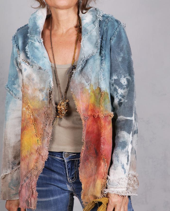 'like wearing a summer' denim-like canvas modern jacket