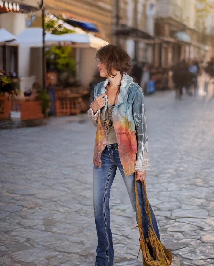 'like wearing a summer' denim-like canvas modern jacket
