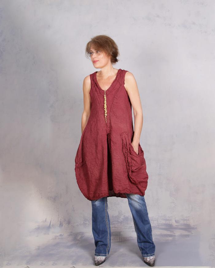 'a breath of cordovan air' European linen bubble tunic/dress