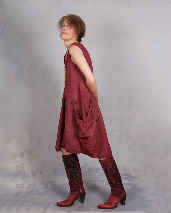 'a breath of cordovan air' European linen bubble tunic/dress