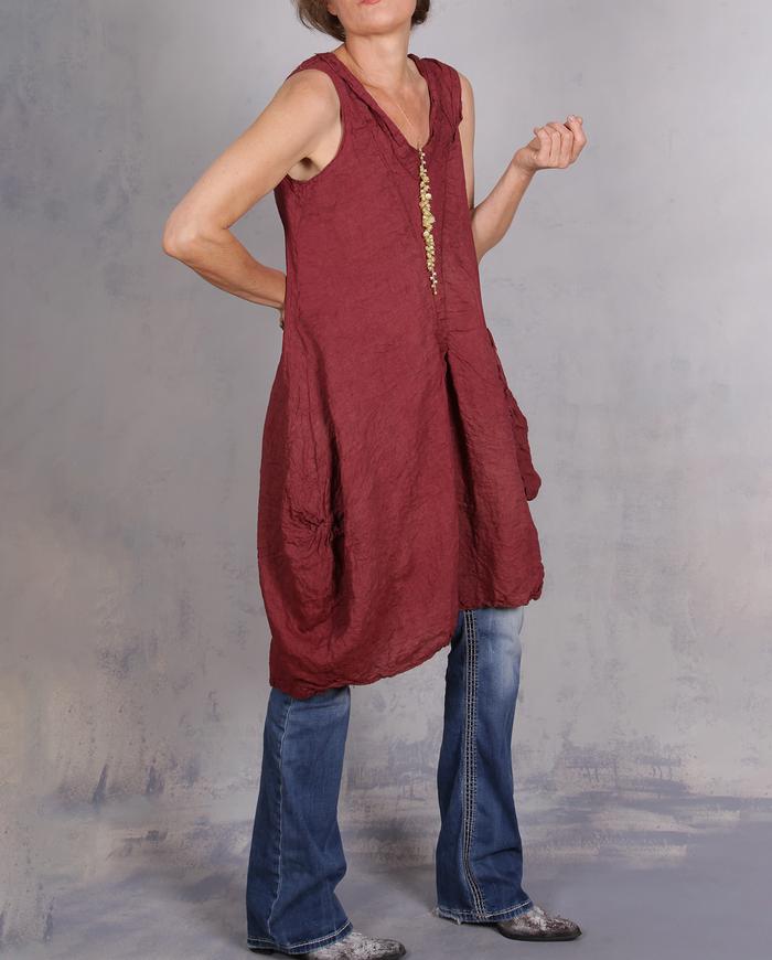 'a breath of cordovan air' European linen bubble tunic/dress