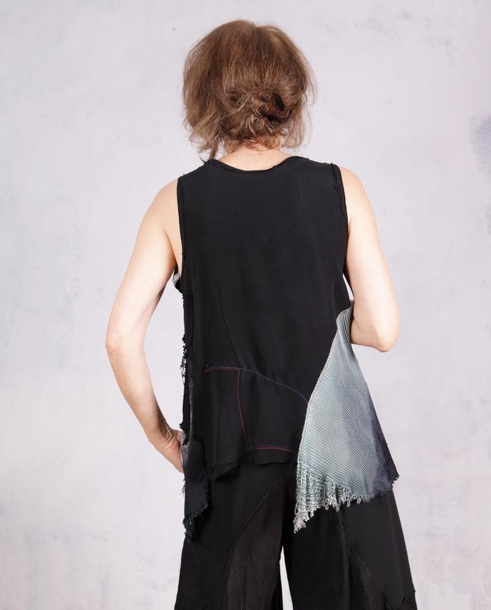 'a mixed media mystery' detailed avant-garde tank top