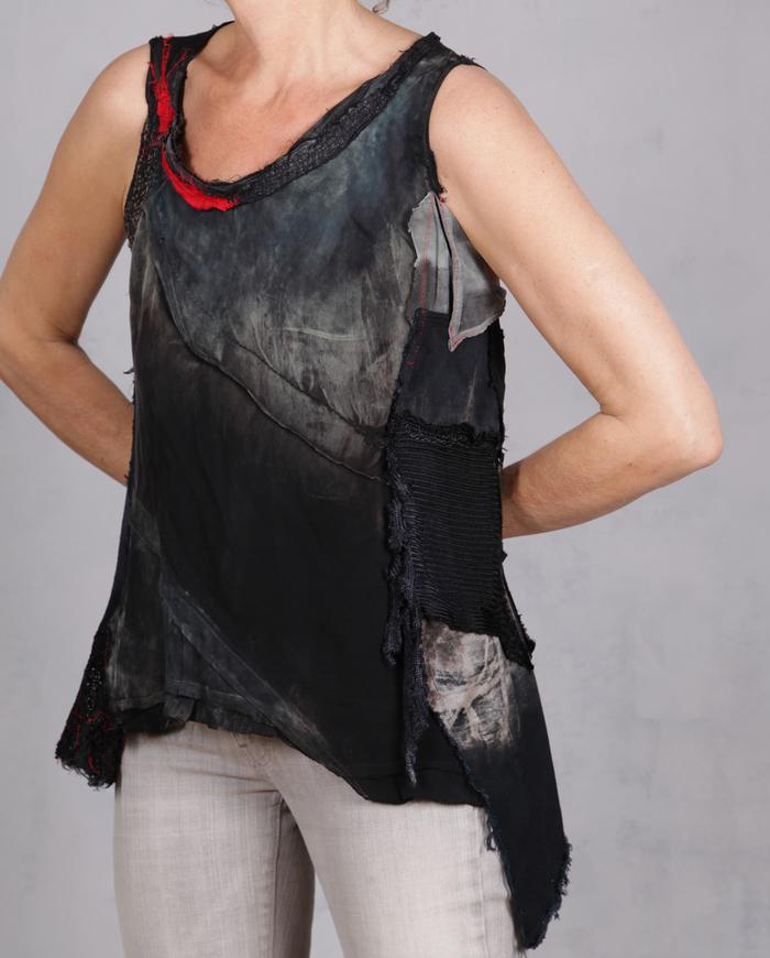 'a mixed media mystery' detailed avant-garde tank top