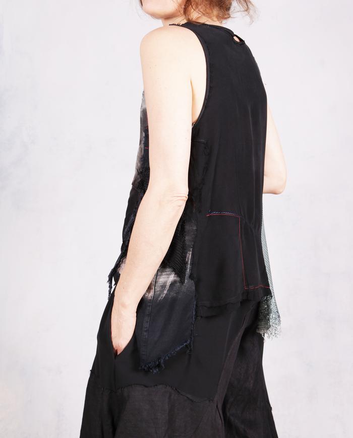 'a mixed media mystery' detailed avant-garde tank top