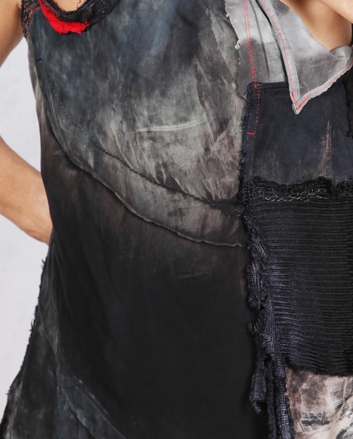 'a mixed media mystery' detailed avant-garde tank top