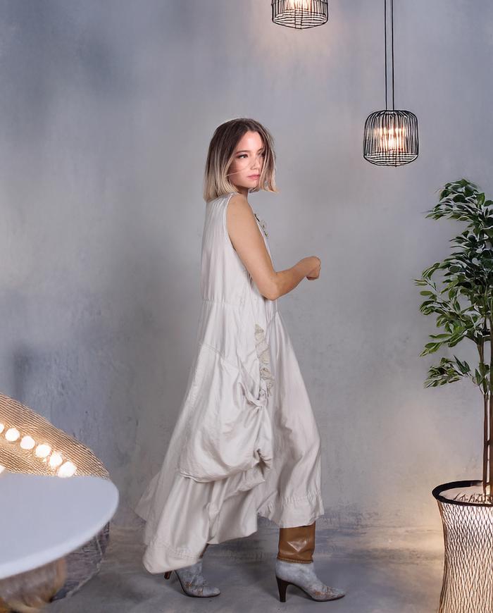 'your summer is waiting' asymmetrical cotton dress