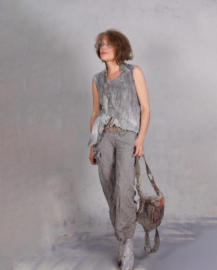 'a harmonious storm' asymmetrical avant-garde detailed textured top/vest