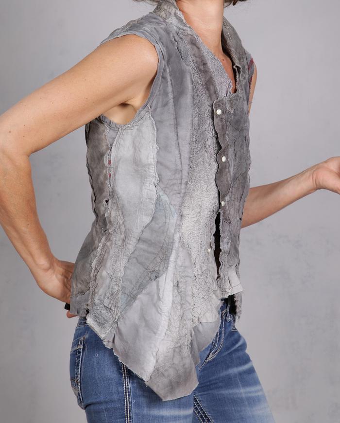 'a harmonious storm' asymmetrical avant-garde detailed textured top/vest