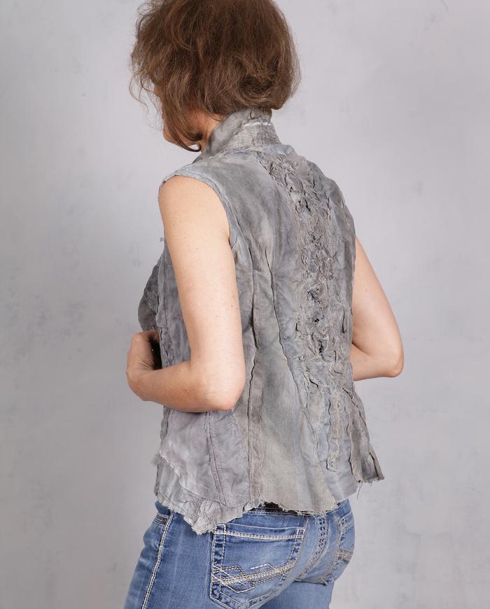 'a harmonious storm' asymmetrical avant-garde detailed textured top/vest