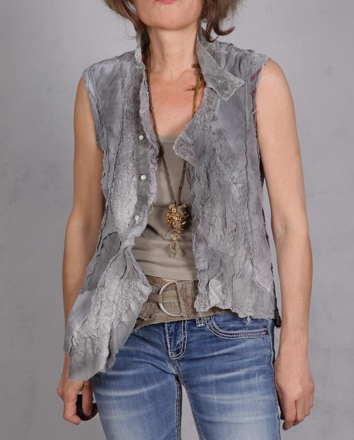 'a harmonious storm' asymmetrical avant-garde detailed textured top/vest