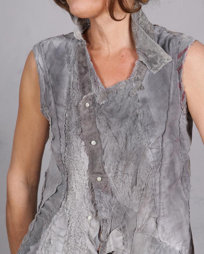 'a harmonious storm' asymmetrical avant-garde detailed textured top/vest