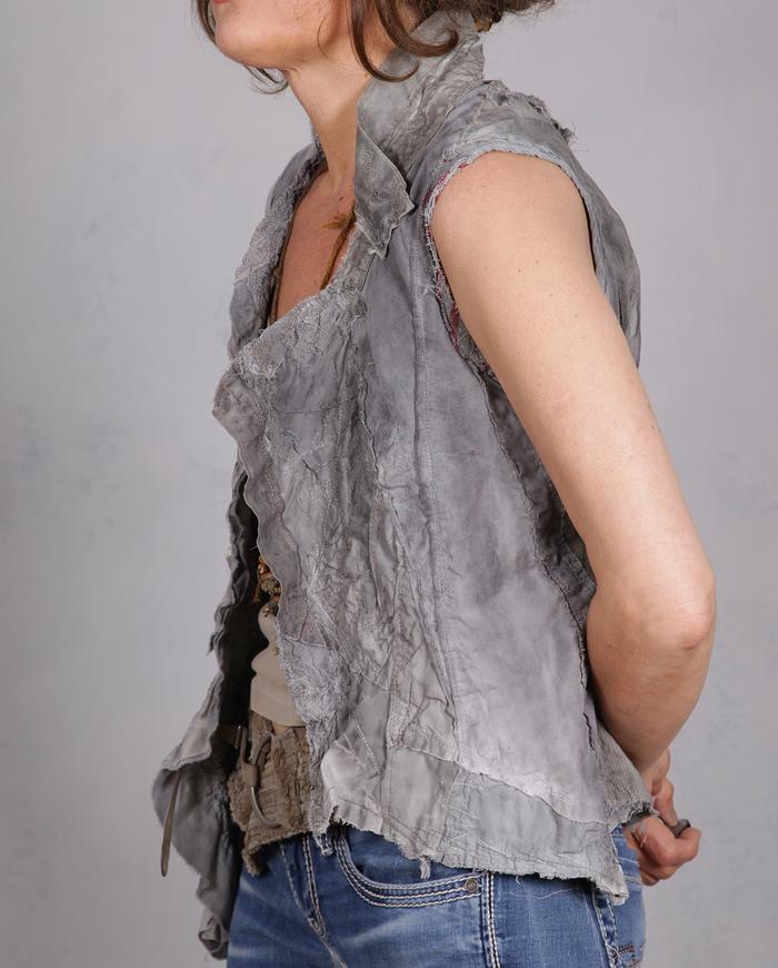'a harmonious storm' asymmetrical avant-garde detailed textured top/vest