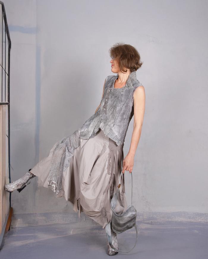 'a harmonious storm' asymmetrical avant-garde detailed textured top/vest