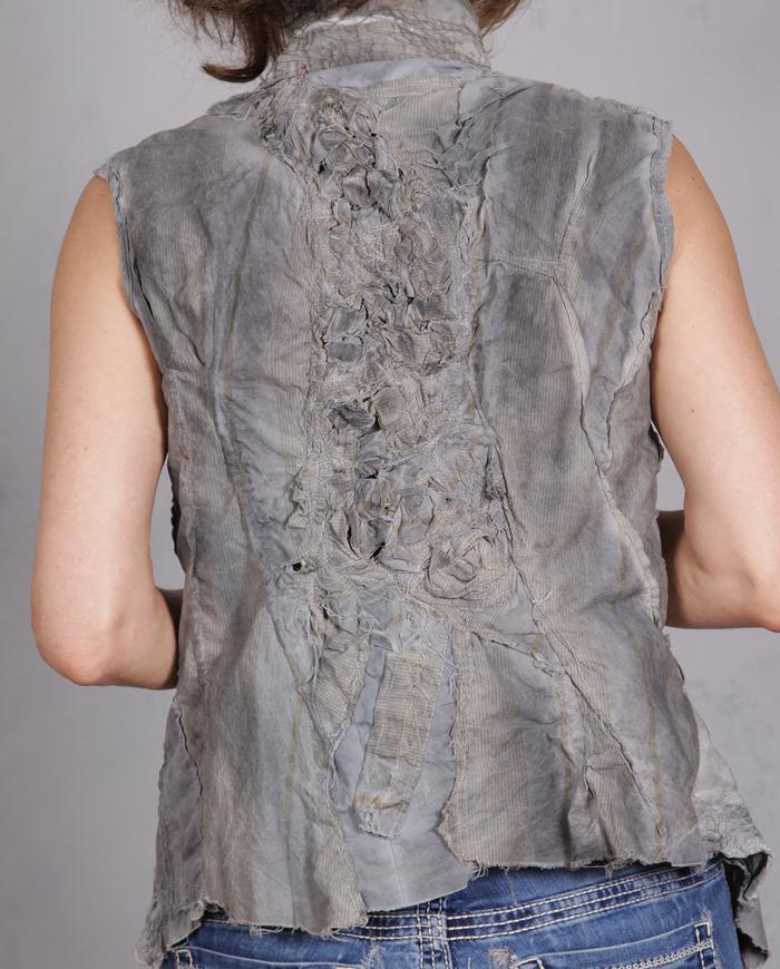'a harmonious storm' asymmetrical avant-garde detailed textured top/vest