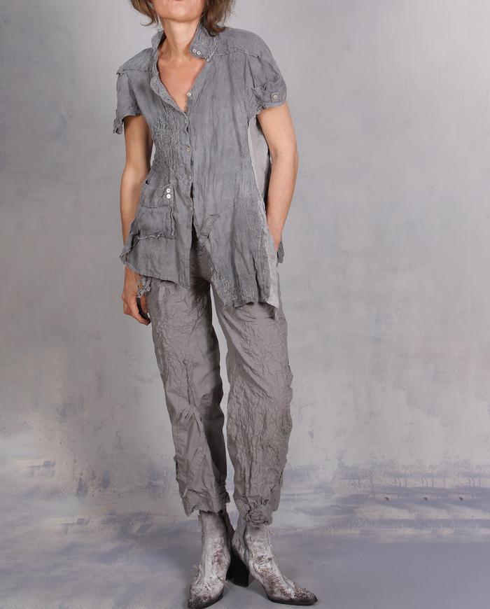 'fog and flax' asymmetrical linen blouse