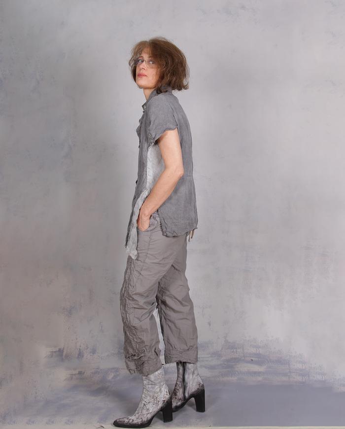 'fog and flax' asymmetrical linen blouse