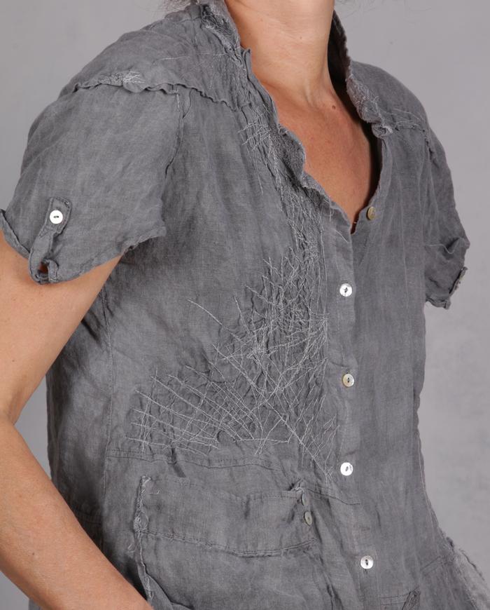 'fog and flax' asymmetrical linen blouse