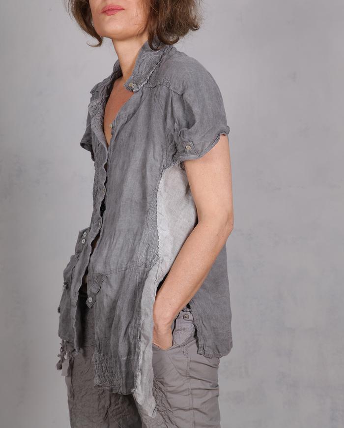 'fog and flax' asymmetrical linen blouse