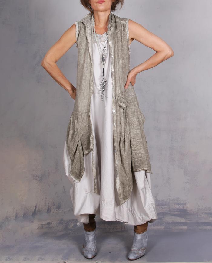 'running through gray moss' weightless overlay vest or tunic