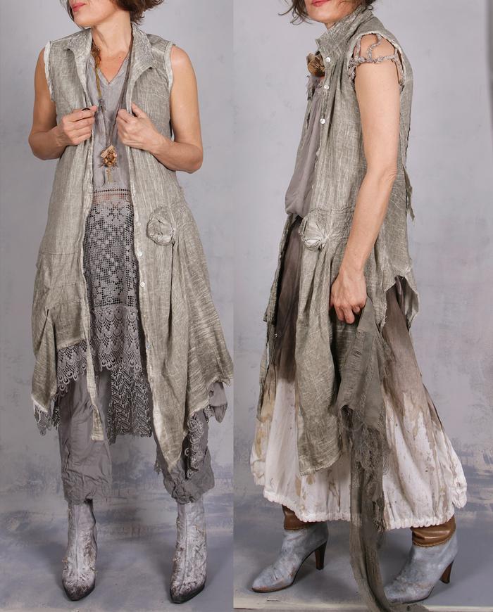 'running through gray moss' weightless overlay vest or tunic