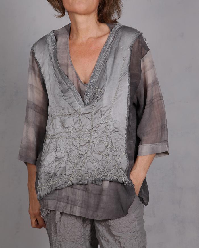 'gray gone wild' layered detailed one size blouse